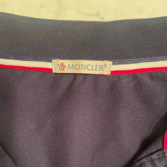 Moncler Navy Tricolor Trimmed Logo Polo Shirt - Picture 10 of 10